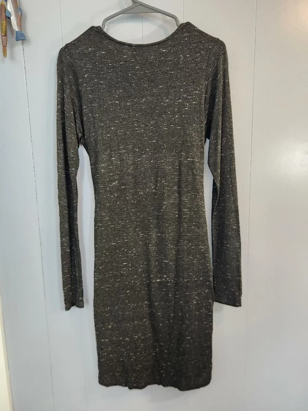 Anthropologie Dolan Left Coast Charcoal Green Knit Front Tie T-shirt Wool Dress